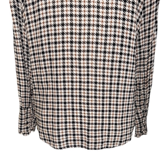 Zara Houndstooth Print Ruffle Peter Pan Collar Button Down Blouse - M - Picture 10 of 14
